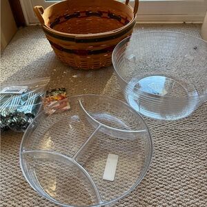 Longaberger vintage collectible 1999 green Holiday Hostess pinecone bask combo